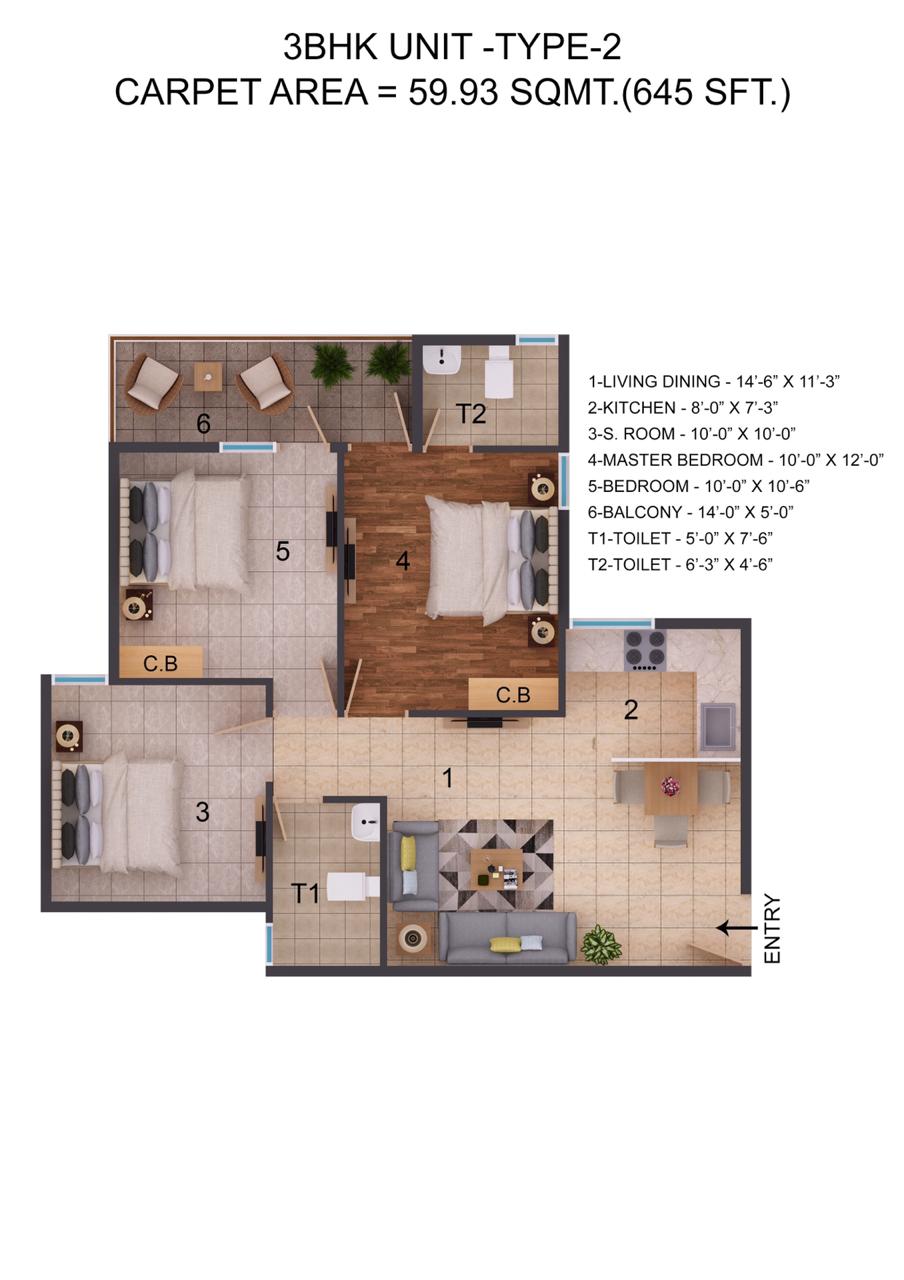 3bhk-Type 1 rof amaltas