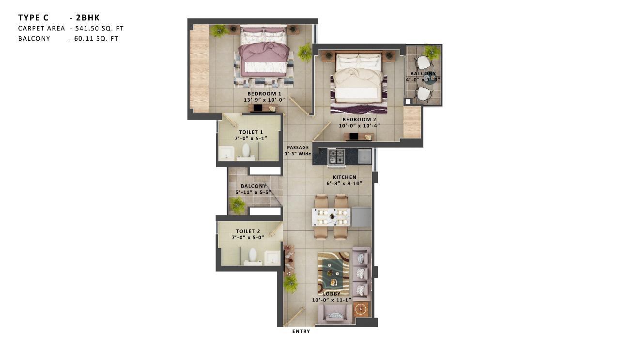 Type C- 2BHK The Meridian