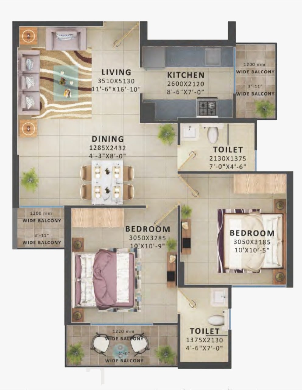 signature prime 2bhk Type 1