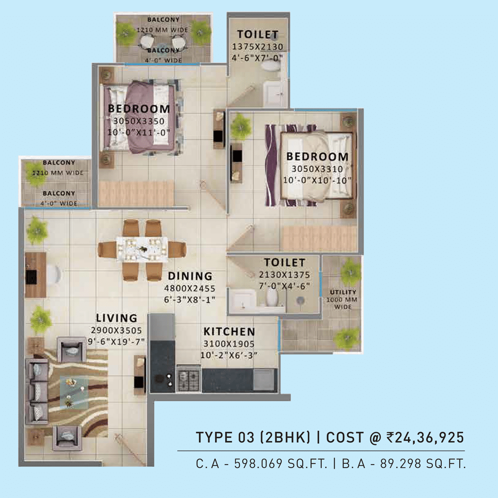 Signature Global Millennia-3 2bhk type 3